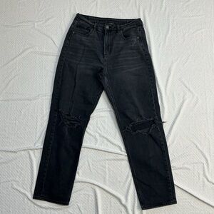 American Eagle Outfitters Black Distressed Skinny Jeans 10L Tall 10